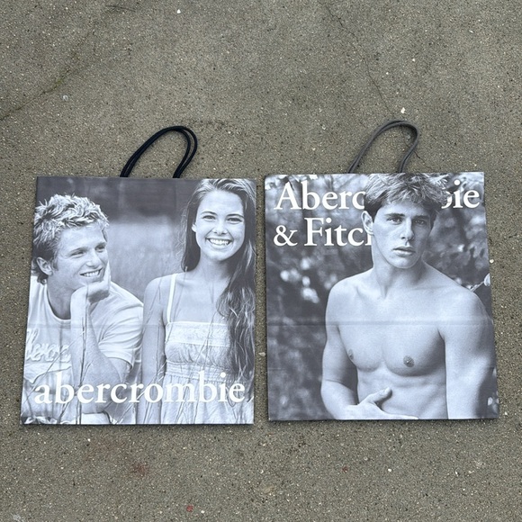2 LOT ABERCROMBIE MALE MODEL BRUCE WEBER PICTURE PORTRAIT MEN PAPER SHOPPING BAG - Picture 2 of 7